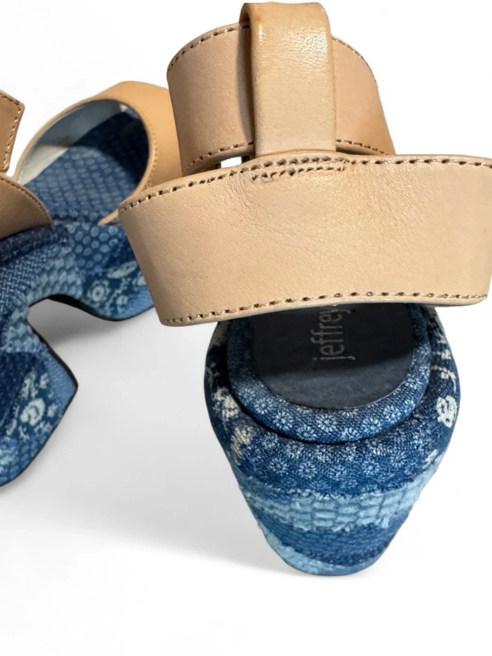 Jeffrey Campbell Myla Patchwork Denim Platform Heels Leather Size 6